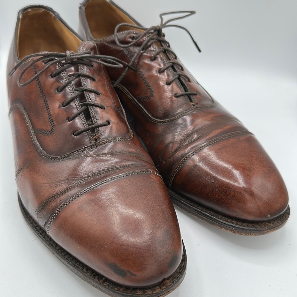 Johnston & Murphy Melton brown cap toe Oxford lace-up dress shoes, size 10